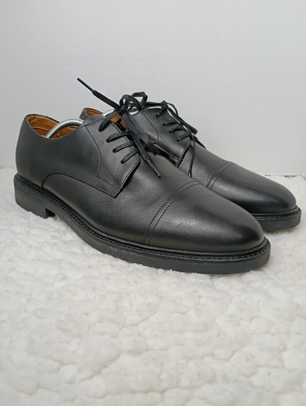 Polo Ralph Lauren Asher Cap Toe Black Leather Derby Shoes Men Size 12